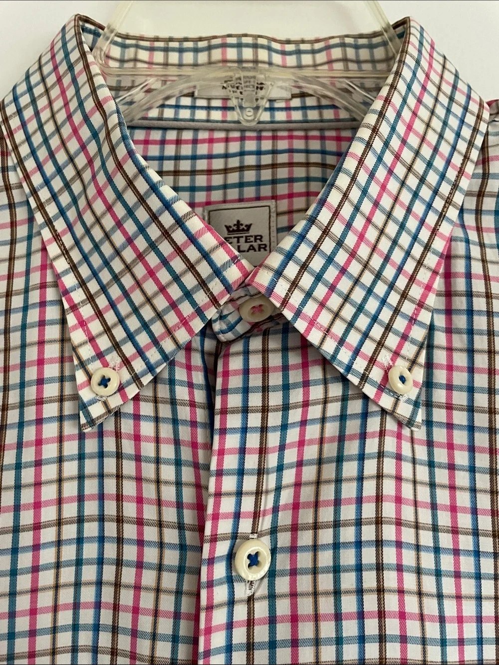 Peter Millar Red and Blue Check Button-Down Shirt